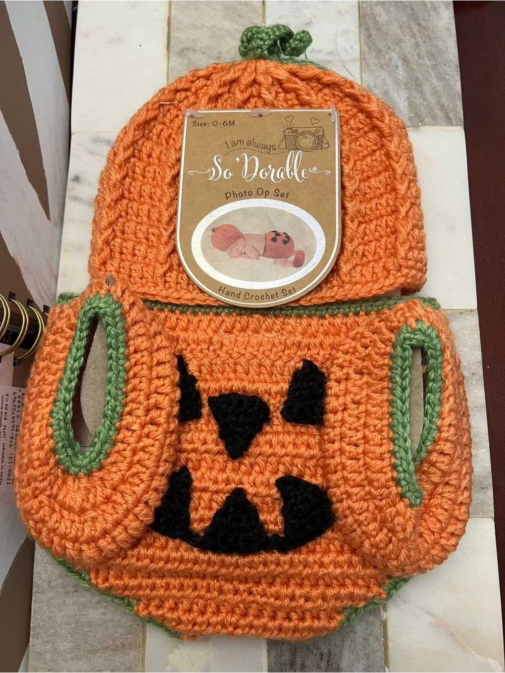 Pumpkin Crochet Baby Hat Diaper Cover and Booties Set - Orange